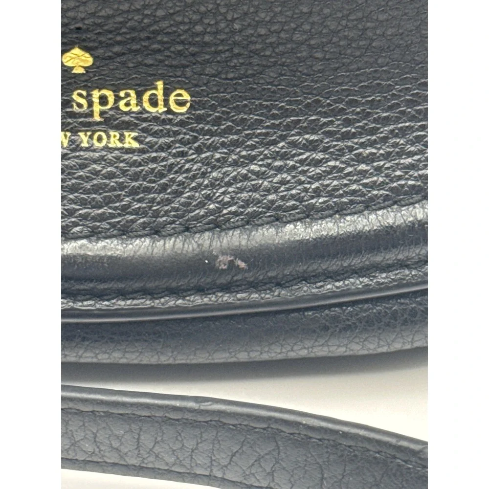 Kate Spade NY Black Leather Saddle Crossbody‎ Bag Adjustable Strap Boho Chic